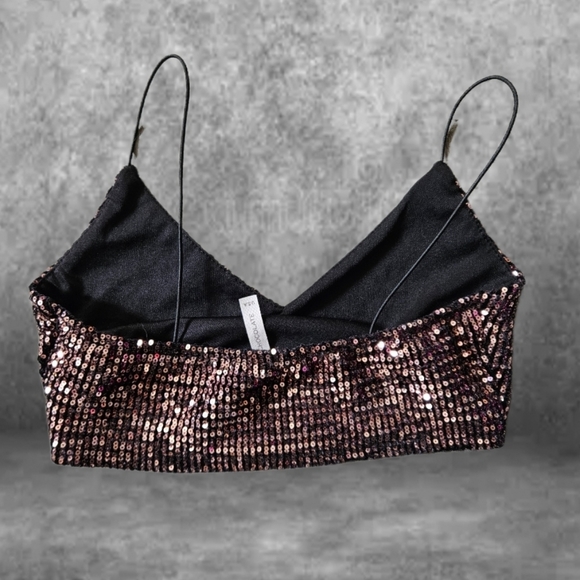 Chocolate Sequin Crop Top - Picture 4 of 8